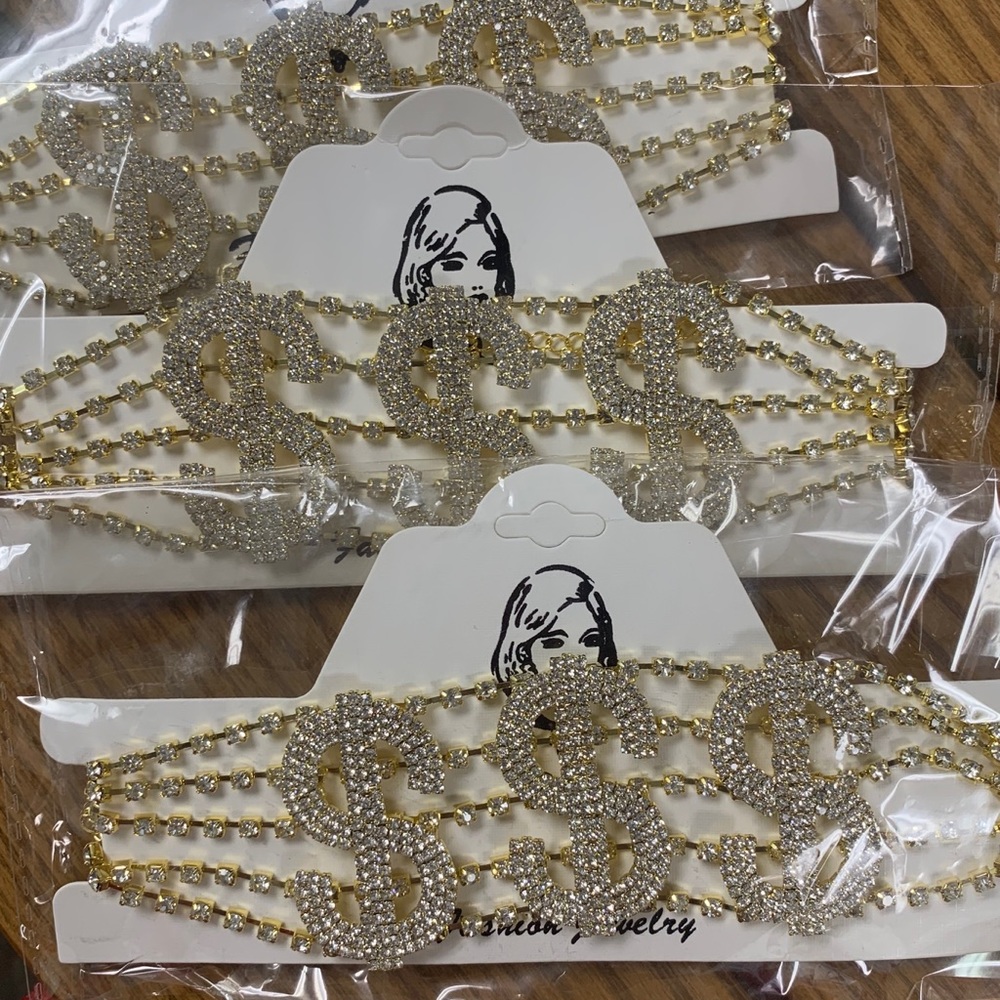 $$$ Dollar Rhinestone Necklace - Picture 6 of 6